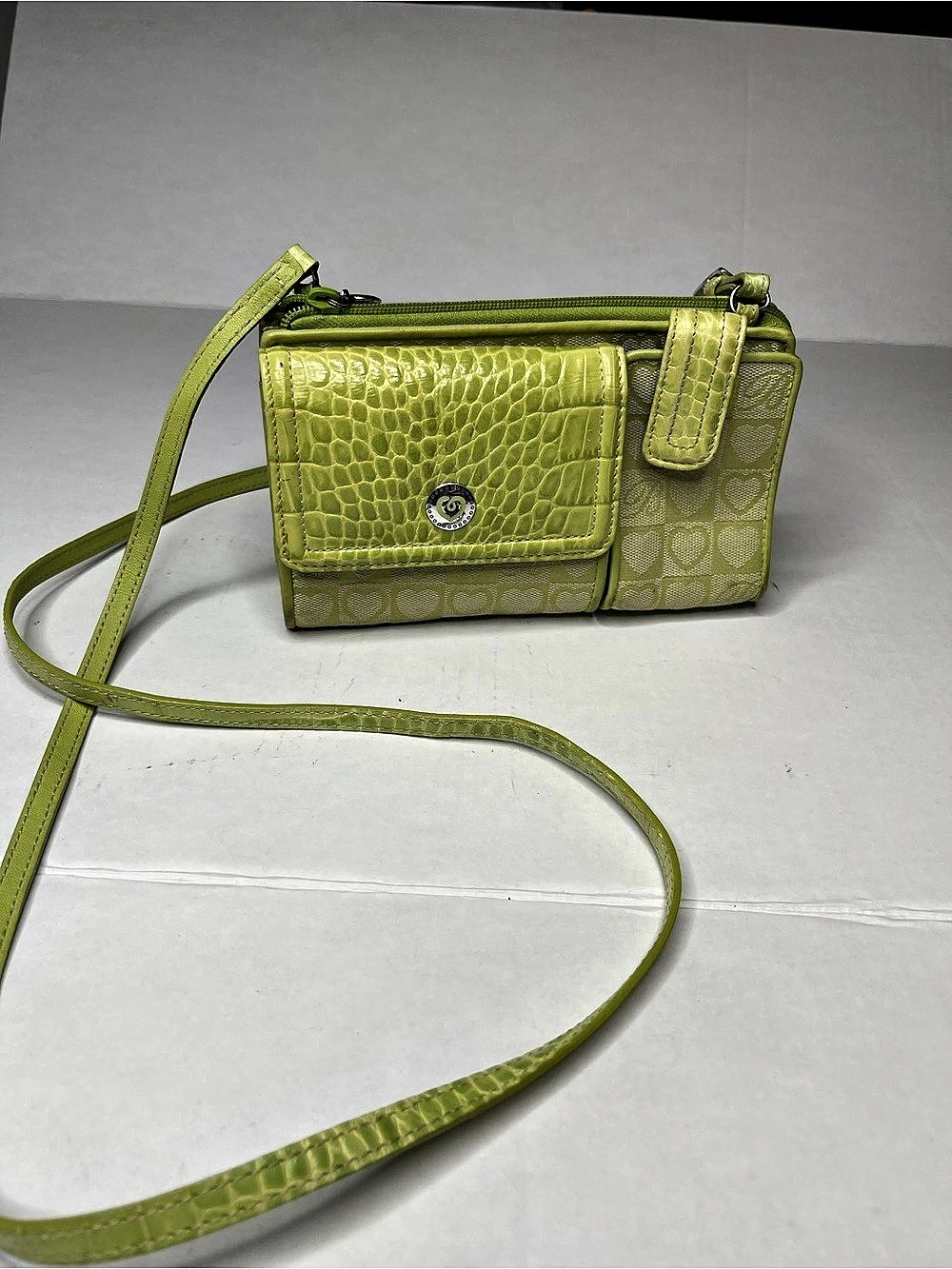 Brighton Green Croc-Embossed Crossbody Bag